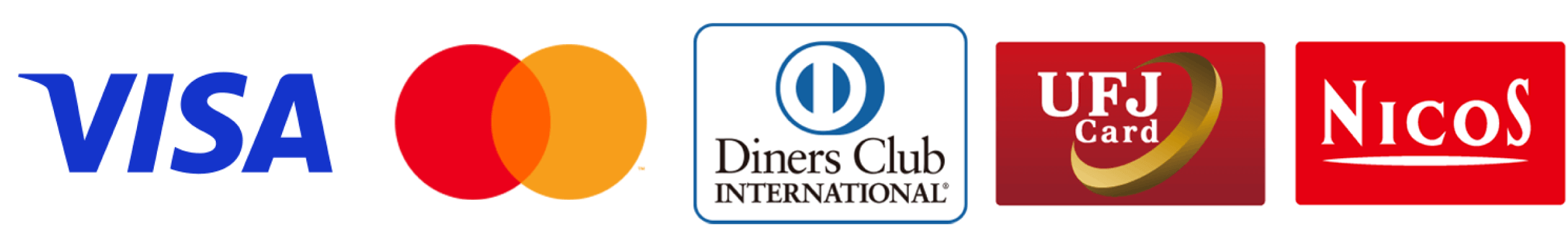 VISA、Mastercard、Diners Club、UFJcard、NicoS